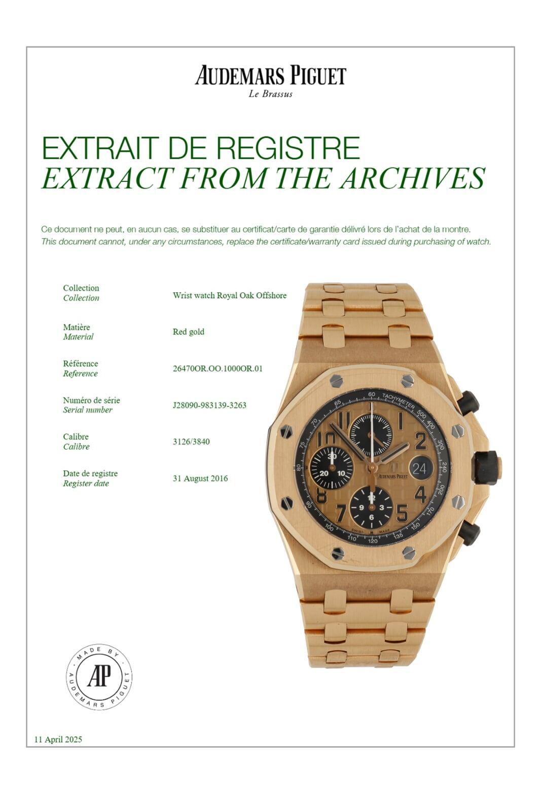 AUDEMARS PIGUET ROYAL OAK OFFSHORE CHRONOGRAPH REF-26470OROO1000OR01